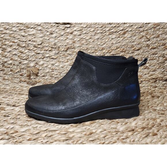 Nurture Women's Booties Boot Black Ankle Wedge Stretch Zip Leather Size 7 M - Picture 1 of 11